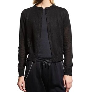 Brunello Cucinelli Silk/Linen Sequin Embellished Cardigan Small Black New